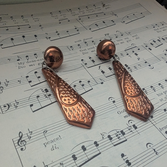 Copper Dangle Earrings - Picture 3 of 11